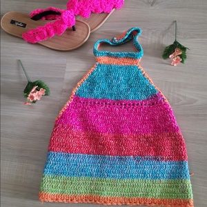 Halter Neck Backless Crop Crochet Top